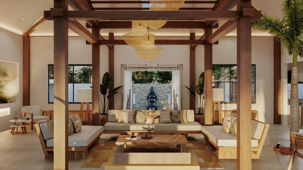 Architectural rendering of a luxury villa in Bali
